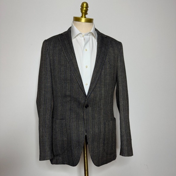 Score Michael Blazer Sport Coat Mens 54 (40R) Linen Stretch Brown Stretch‎ - Picture 1 of 11